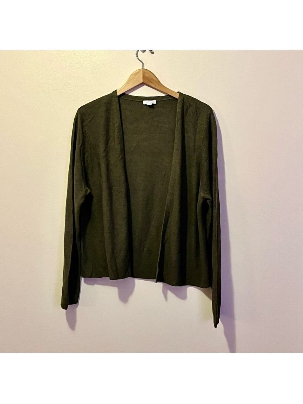 J. Jill Olive Green Open Front Cardigan Linen Cotton Blend lagenlook layer XL